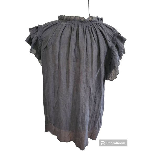 Grade & Gather Size M Flutter Sleeve Blouse Coal - Picture 3 of 5